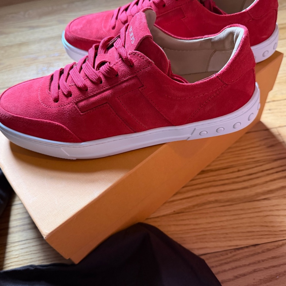 Tod's Men's Red Suede Sneakers